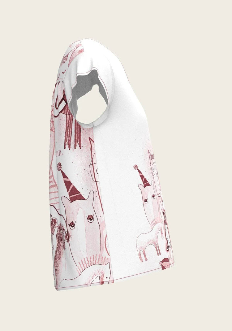 The Horse Fair in Rose Loose Fitting V Neck Shirt - GiFTiFY