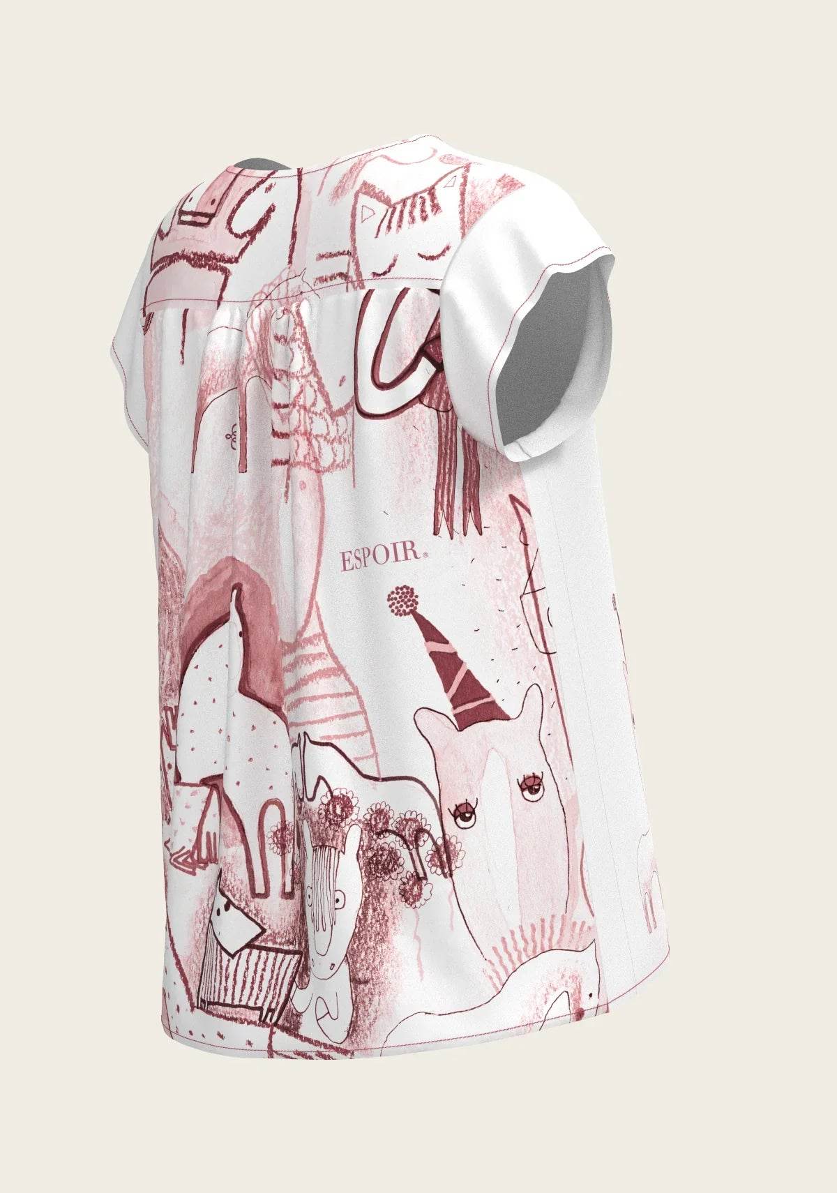 The Horse Fair in Rose Loose Fitting V Neck Shirt - GiFTiFY