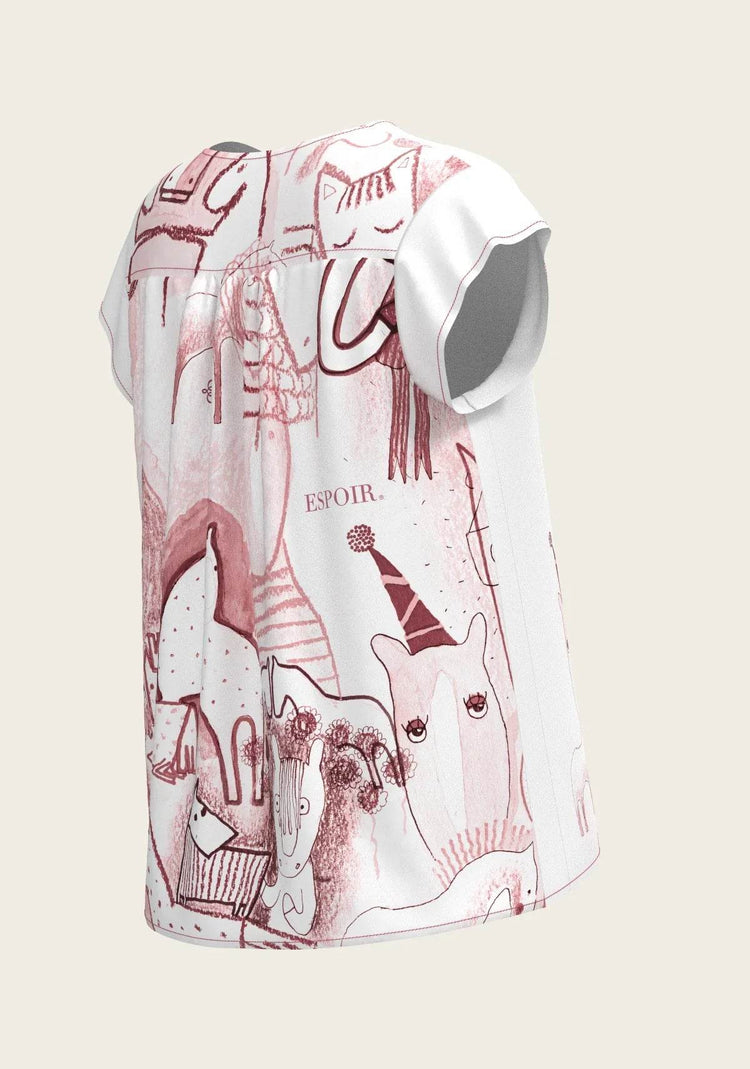 The Horse Fair in Rose Loose Fitting V Neck Shirt - GiFTiFY