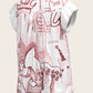 The Horse Fair in Rose Loose Fitting V Neck Shirt
