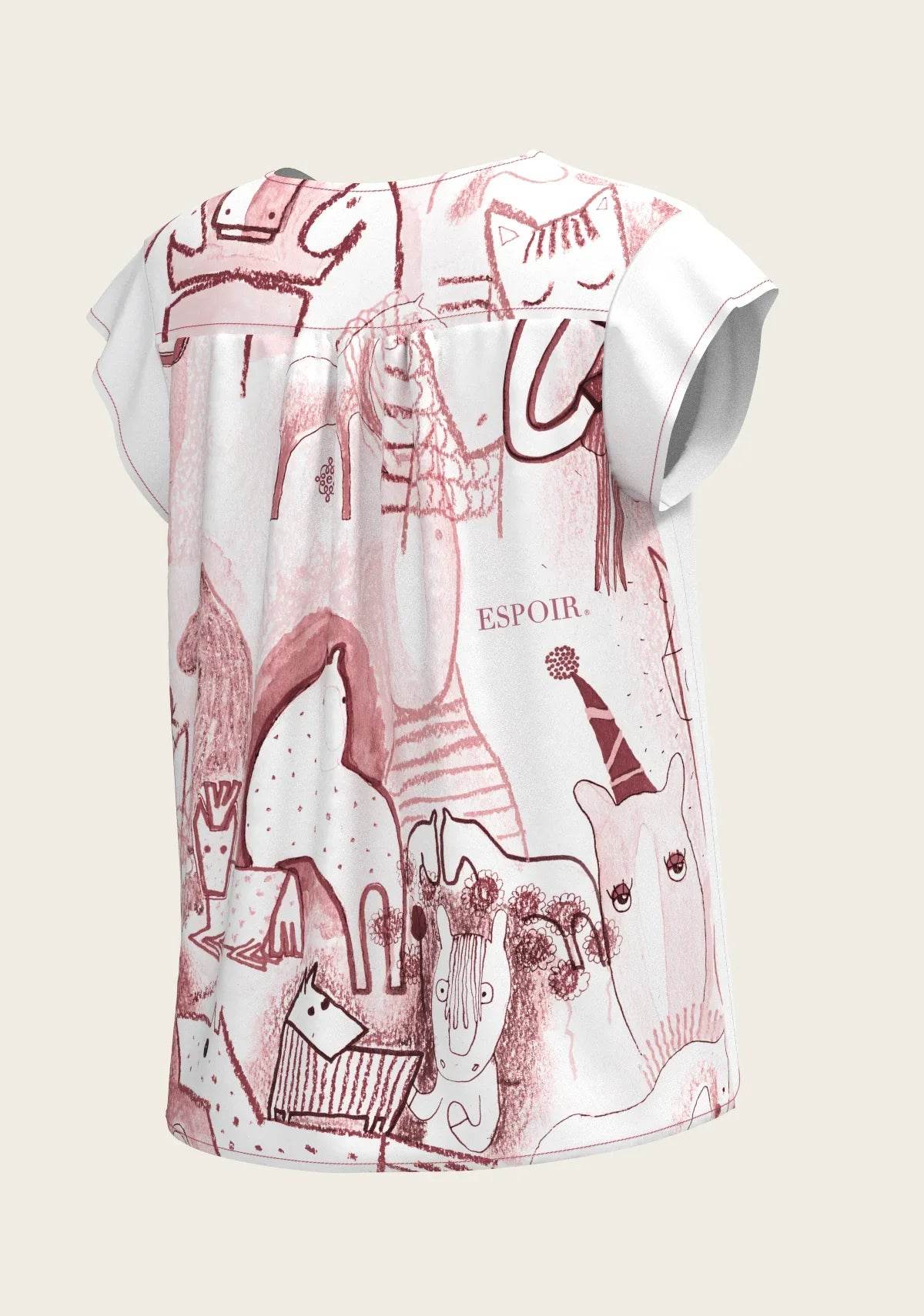 The Horse Fair in Rose Loose Fitting V Neck Shirt - GiFTiFY