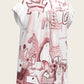 The Horse Fair in Rose Loose Fitting V Neck Shirt