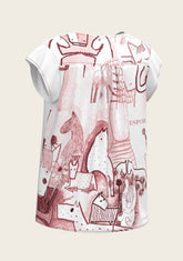 The Horse Fair in Rose Loose Fitting V Neck Shirt - GiFTiFY