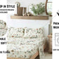 DaDalogy Enchanted Meadow Bed Sheet Set - Floral Harmony in Beige, Rose, and Soft Green, Premium Soft Microfiber, Machine Washable, Deep Pocket 14 - 15 Inches + Flat Sheet
