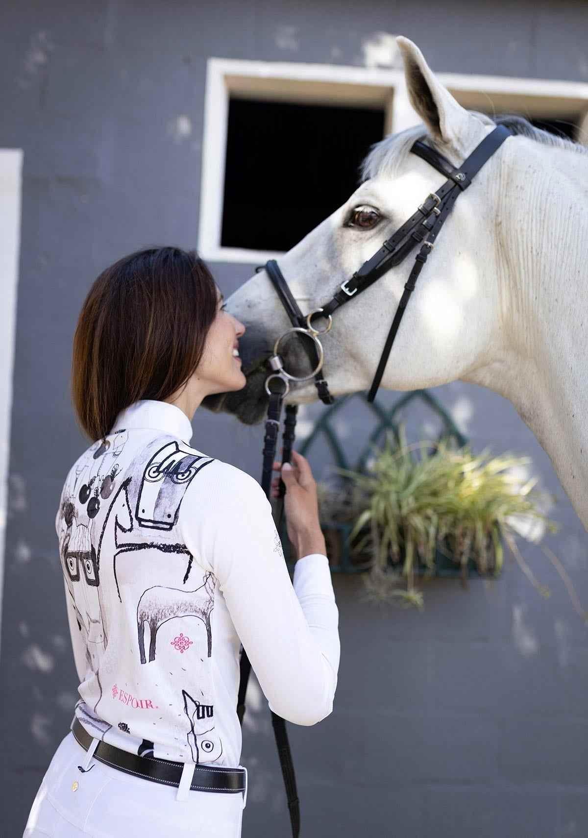 The Horse Fair Monochrome Long Pleated Long Sleeve Sleeve Show Shirt - GiFTiFY