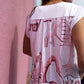 The Horse Fair in Rose Loose Fitting V Neck Shirt