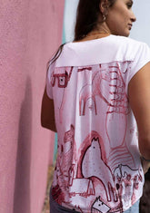 The Horse Fair in Rose Loose Fitting V Neck Shirt - GiFTiFY