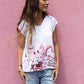The Horse Fair in Rose Loose Fitting V Neck Shirt