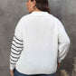 Plus Size Striped V-Neck Sweater - GiFTiFY