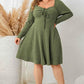 Honey Plus Size Sweetheart Neck Long Sleeve Ribbed Dress - GiFTiFY