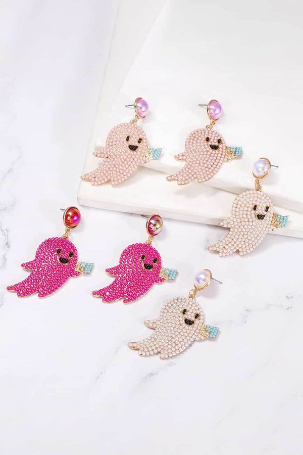 Ghost Shape Synthetic Pearl Dangle Earrings - GiFTiFY
