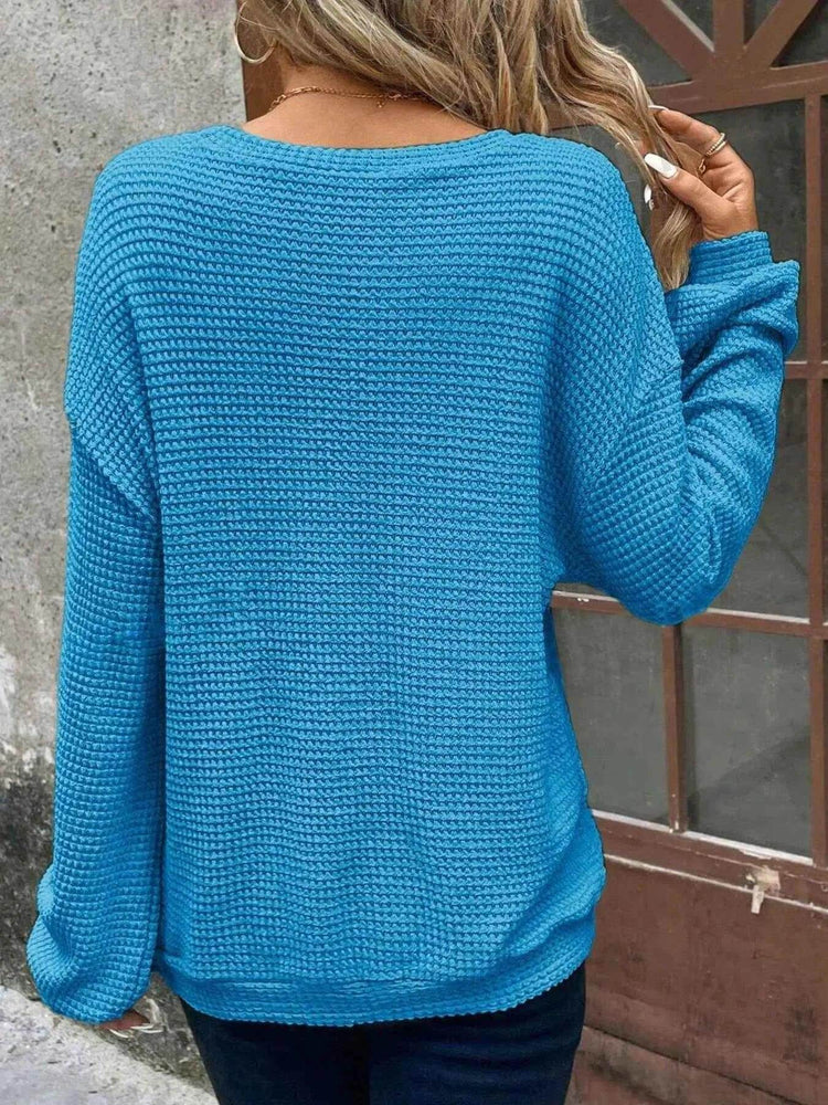 Plus Size Relaxed Fit Waffle Knit Round Neck T-Shirt - GiFTiFY