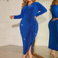 Honey Plus Size Surplice Neck Slit Dress - GiFTiFY