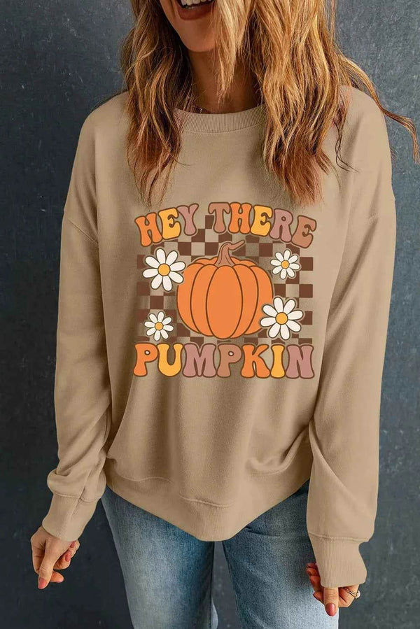 Pumpkin Graphic Long Sleeve Sweatshirt - GiFTiFY