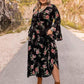 Plus Size Floral Flare Sleeve Dress - GiFTiFY