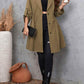 Honey Plus Size Lapel Collar Drawstring Roll-Tab Sleeve Trench Coat - GiFTiFY