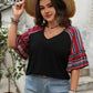Plus Size V-Neck Flounce Sleeve Top - GiFTiFY