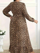 Plus Size Leopard Print Surplice Maxi Dress - GiFTiFY