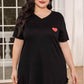 Plus Size Lace Trim V-Neck Short Sleeve Night Dress - GiFTiFY
