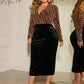 Honey Plus Size Surplice Neck Long Sleeve Slit Dress - GiFTiFY