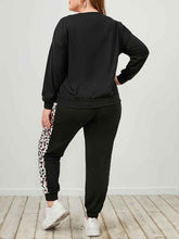 Plus Size Leopard Sweatshirt and Sweatpants Set - GiFTiFY
