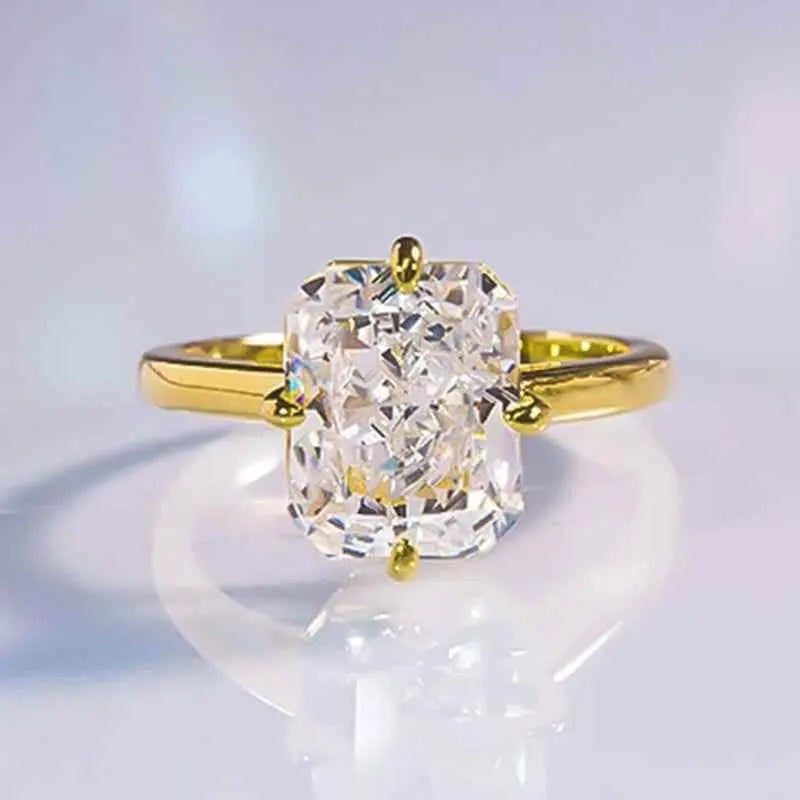 Radiant Cut Lab Moissanite Diamond Ring 100% Real 925 Rings by Dropshee
