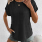 Plus Size Ribbed Texture Short Sleeve T-Shirt - GiFTiFY