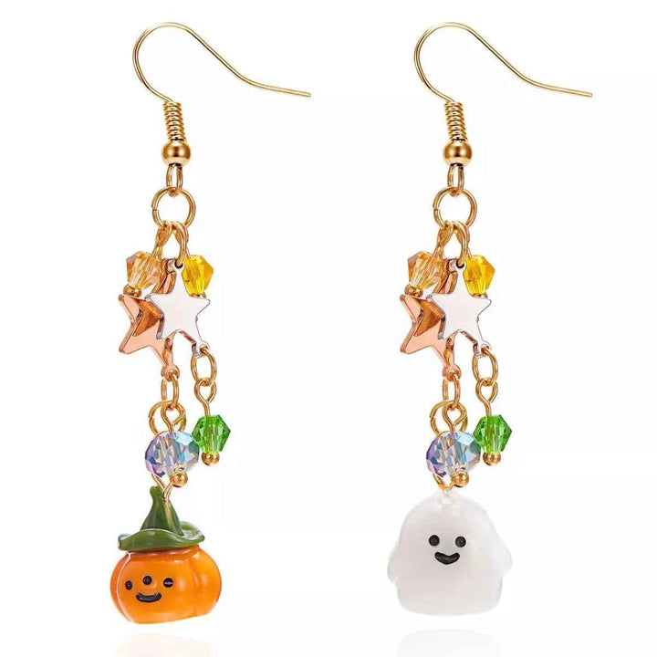 Halloween Asymmetrical Pumpkin Ghost Earrings - GiFTiFY