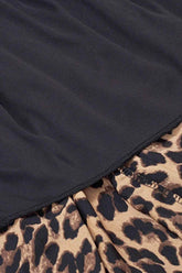 Plus Size Leopard Elastic Waist Midi Skirt - GiFTiFY