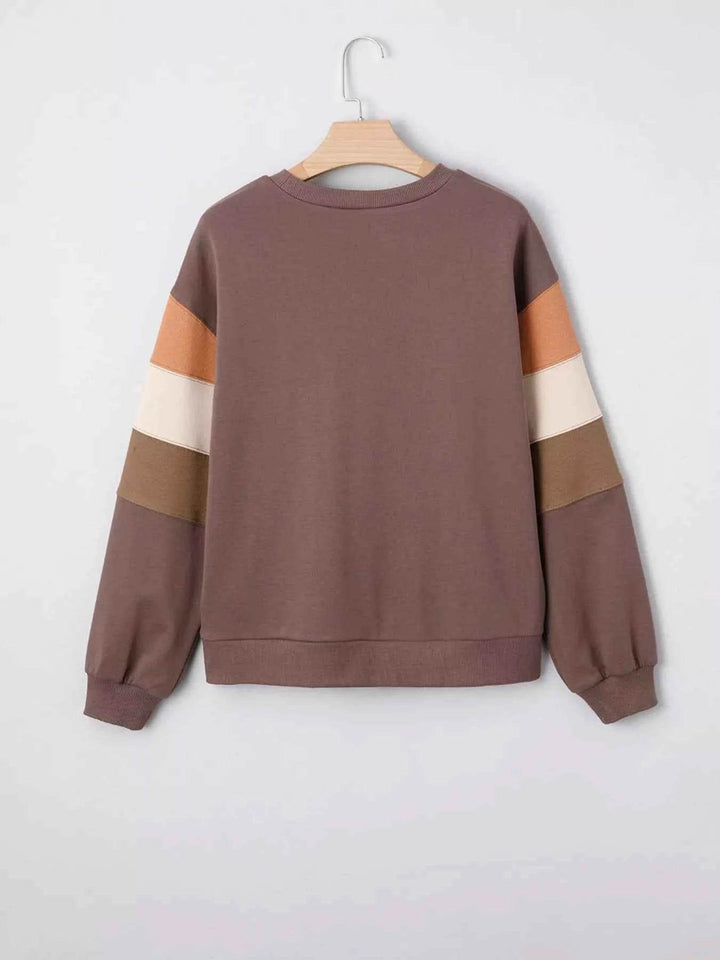 Sequin Bow Pumpkin Round Neck Sweatshirt - GiFTiFY