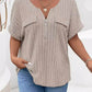 Plus Size Ribbed Half Zip Relaxed Fit T-Shirt - GiFTiFY