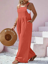 Plus Size Square Neck Wide Leg Overalls - GiFTiFY