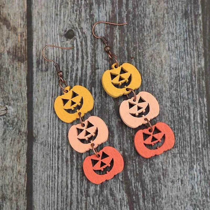 Wooden Contrast Pumpkin Earrings - GiFTiFY