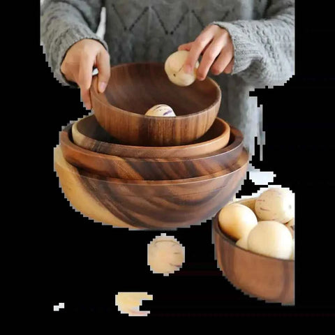 Acacia Wooden Bowl Stack with Fruit