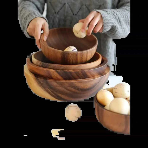 Acacia Wooden Bowl Stack with Fruit