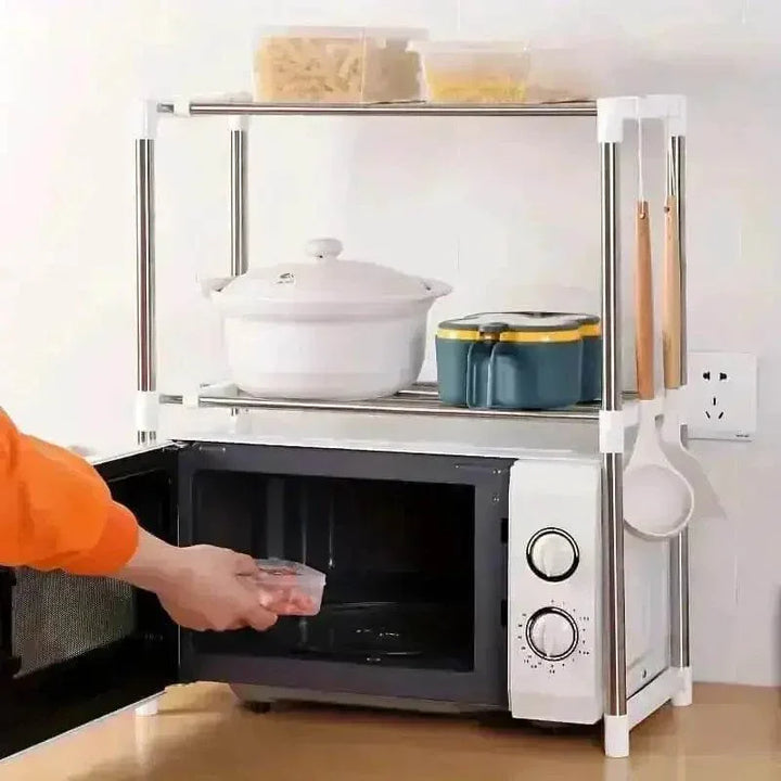 Adjustable Stainless Steel Microwave Oven Shelf Set - GiFTiFY