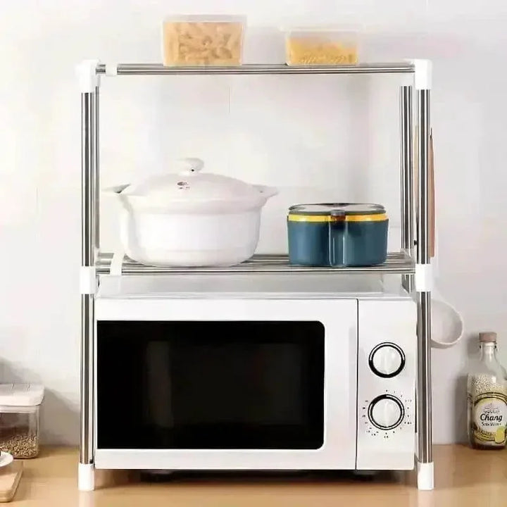 Adjustable Stainless Steel Microwave Oven Shelf Set - GiFTiFY