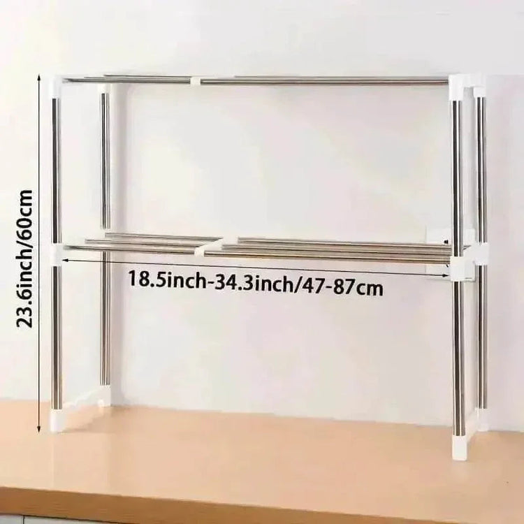 Adjustable Stainless Steel Microwave Oven Shelf Set - GiFTiFY