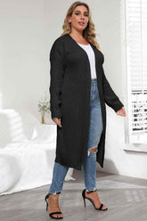 Plus Size Open Front Long Sleeve Cardigan - GiFTiFY