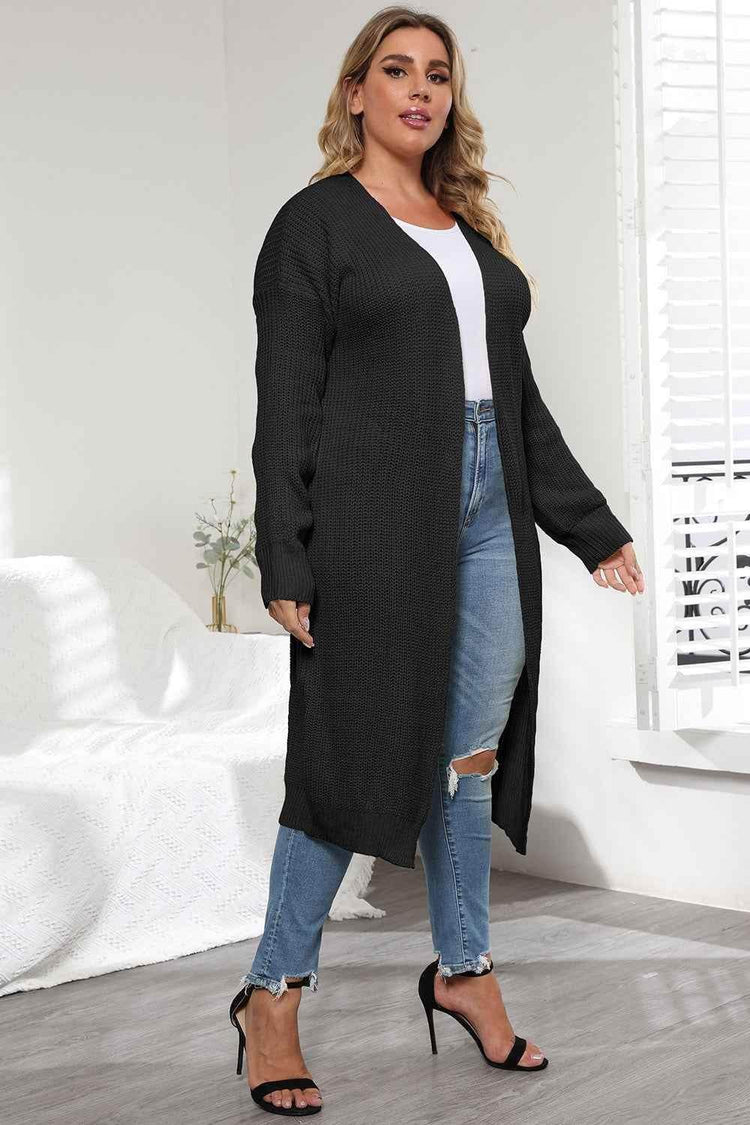 Plus Size Open Front Long Sleeve Cardigan - GiFTiFY