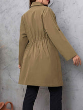 Honey Plus Size Lapel Collar Drawstring Roll-Tab Sleeve Trench Coat - GiFTiFY