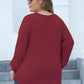 Plus Size Ribbed V-Neck Long Sleeve Top - GiFTiFY