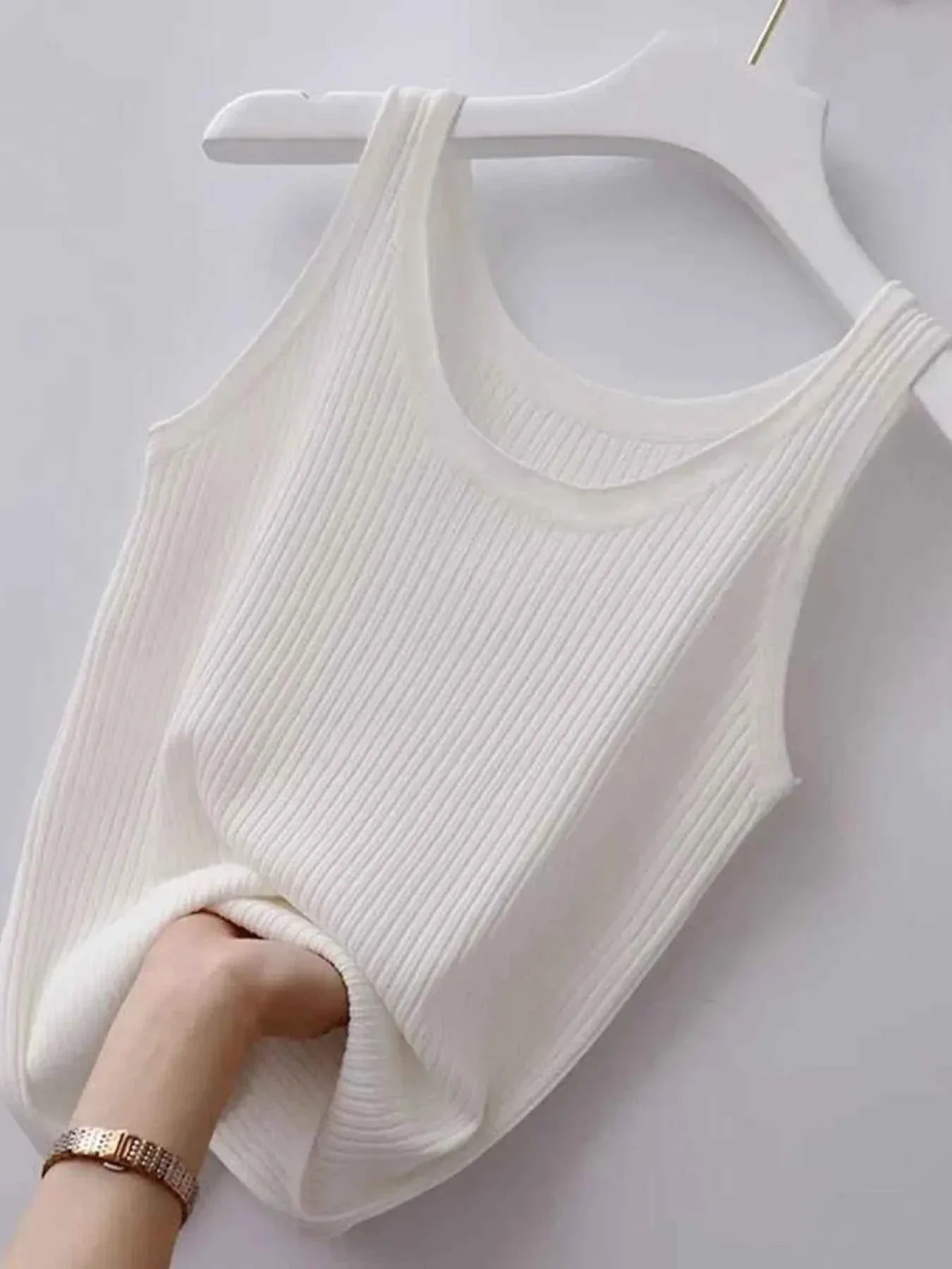 Plus Size Ribbed Knit Scoop Neck Tank Top