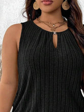 Plus Size Ribbed Knit Keyhole Tank Top women Attire by Trendsi