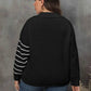 Plus Size Striped V-Neck Sweater - GiFTiFY