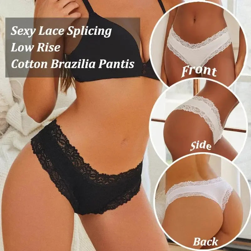 5PCS Lace Cotton Brazilian Panties Lace Cotton Brazilian Panties by Dropshee