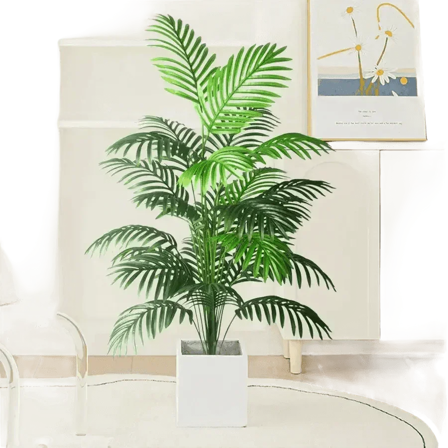Artificial Areca Palm Tree in White Pot Large Fake Palm Tree Tropical Plant Palm Tree Artificial in White Pot - GiFTiFY
