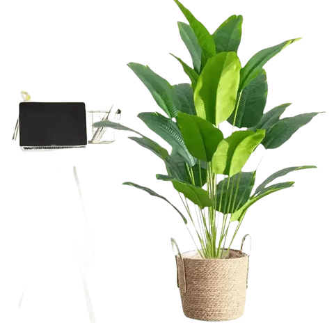 Artificial Bird of Paradise Plant in White Pot Large Tropical Artificial Bird of Paradise Tropical Artificial Plastic Palm Plant - GiFiFY