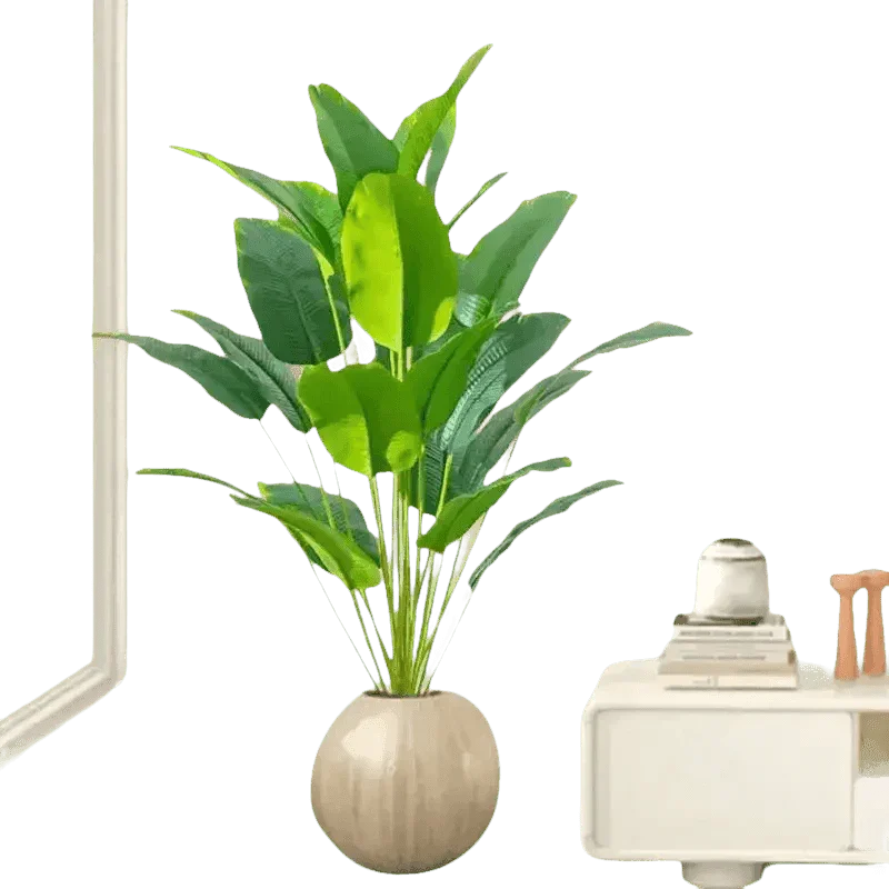 Artificial Bird of Paradise Plant in White Pot Large Tropical Artificial Bird of Paradise Tropical Artificial Plastic Palm Plant - GiFTiFY