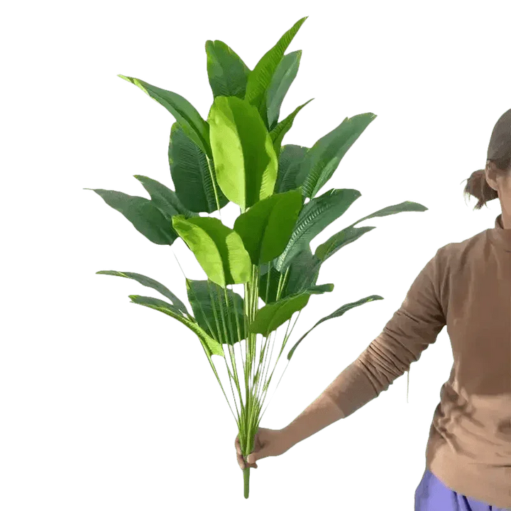 Artificial Bird of Paradise Plant in White Pot Large Tropical Artificial Bird of Paradise Tropical Artificial Plastic Palm Plant - GiFTiFY